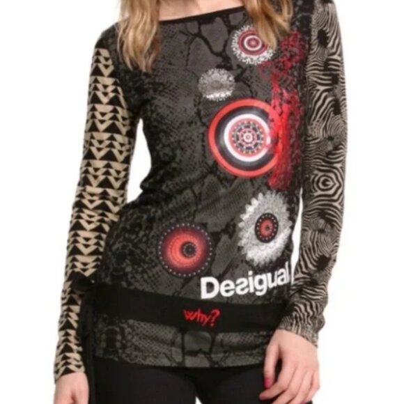Desigual Tops - Desigual Long Sleeve Abstract Top Size L